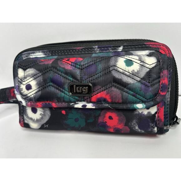 LUG Kickflip Convertible Wallet Midnight Watercolor Floral crossbody card holder - Picture 2 of 8
